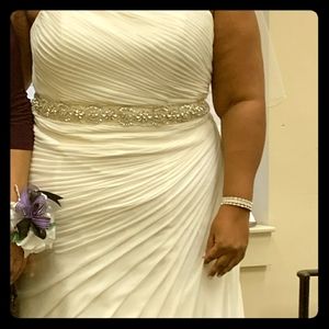 wedding dress, veil and shoes